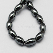 Non-magnetic Synthetic Hematite Beads Strands, Grade A, Oval, Black, 6x4x4mm, Hole: 1mm, about 68pcs/strand, 15.5 inch(G-Q896-6x4mm)