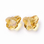 Transparent Glass Beads, Faceted, Butterfly, Gold, 8x10x5.5mm, Hole: 1mm(GLAA-P037-02A-19)