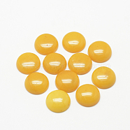 Natural White Jade Cabochons, Dyed, Half Round/Dome, Gold, 8x4mm(G-R416-8mm-06)