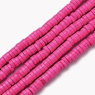 Synthetic Turquoise Beads, Dyed, Flat Round/Disc, Heishi Beads, Deep Pink, 6x2mm, Hole: 1.4mm, about 175pcs/strand, 15.16 inch(38.5cm)(TURQ-Z001-01A)
