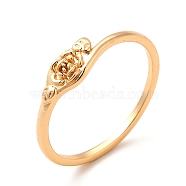 304 Stainless Steel Ring, Flower & Skull Finger Ring, Golden, 1mm, Inner Diameter: 17mm(STAS-M309-07G)