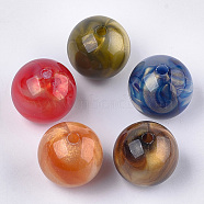 Imitation Gemstone Acrylic Beads, with Glitter Powder, Round, Mixed Color, 23.5x23mm, Hole: 3.5mm(X-OACR-T011-107B)