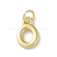 Rack Plating Brass Pendants, Cadmium Free & Lead Free, Long-Lasting Plated, Real 18K Gold Plated, Letter O, 12x8x1.5mm, Hole: 3.2mm(KK-P245-06G-O)