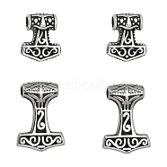 4Pcs 2 Style 304 Stainless Steel Pendants, Thor's Hammer, Antique Silver, 20~29.5x17~21x6~7mm, Hole: 3.5~4mm, 2pcs/style(STAS-UN0043-52)