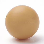Food Grade Eco-Friendly Silicone Beads, Round, Orange, 14~15mm, Hole: 2mm(SIL-R008C-53)