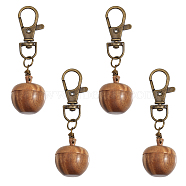 Rosewood Apple Box Jewelry Pendant Decoration, with Alloy Swivel Lobster Claw Clasps, Antique Bronze, 70mm, 4pcs/set(HJEW-AB00430)