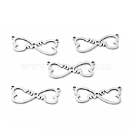 304 Stainless Steel Links Connectors, Heart with Word Mom, Stainless Steel Color, 11.5x28.5x1mm, Hole: 1.5mm(STAS-C051-06P)