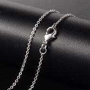 Brass Necklaces, Cable Chain, with Lobster Clasp, Platinum, 17.72 inch, 1.5mm(MAK-K003-02P)