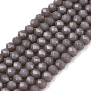 Opaque Solid Color Imitation Jade Glass Beads Strands, Faceted, Rondelle, Dark Gray, 2.9~3.3x2mm, Hole: 0.8mm,  about 148~150pcs/strand, 39.5~40cm(EGLA-A044-P2mm-D10)