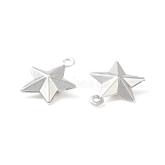 304 Stainless Steel Pendants, Star, Silver, 15x12x4mm, Hole: 1mm(STAS-I138-12S)