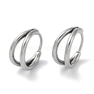 316 Surgical Stainless Steel Hoop Earrings, Ring, Antique Silver, 14.5x7mm(EJEW-P274-06AS)