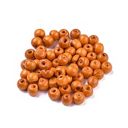 Dyed Natural Wood Beads, Round, Lead Free, Dark Orange, 8x7mm, Hole: 3mm, about 6000pcs/1000g(WOOD-Q006-8mm-09-LF)