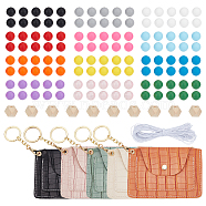 WADORN DIY Keychain Making Kit, Including PU Leather Wallets Charms with Iron & Alloy Keychain, Silicone & Wooden Beads, Mixed Color(DIY-WR0003-38)