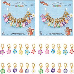 24Pcs Handmade Polymer Clay Flower Pendant Decorations, Lobster Clasp Charms, Clip-on Charms, for Keychain, Purse, Backpack Ornament, Stitch Marker, Mixed Color, 28mm, 12pcs/set(HJEW-NB0001-58)