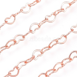 Brass Heart Link Chain, Soldered, Rose Gold, 5x4.5x0.3mm, about 25yards/roll(22.86m/roll)(CHC-A003-06RG)