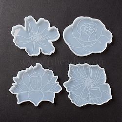 DIY Flower Cup Mat Silicone Molds,  Resin Casting Molds, For UV Resin, Epoxy Resin Craft Making, 90~98x108~115x9.5mm, 4pcs/set(DIY-E036-08)