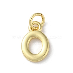 Rack Plating Brass Charms, Cadmium Free & Lead Free, Long-Lasting Plated, Real 18K Gold Plated, Letter O, 12x8x1.5mm, Hole: 3.2mm(KK-P245-06G-O)