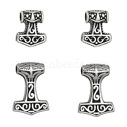 4Pcs 2 Style 304 Stainless Steel Pendants, Thor's Hammer, Antique Silver, 20~29.5x17~21x6~7mm, Hole: 3.5~4mm, 2pcs/style(STAS-UN0043-52)
