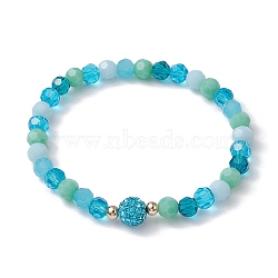 Glass Faceted Round Beaded Stretch Bracelets, Turquoise, Inner Diameter: 2 inch(5.2cm)(BJEW-JB10057-01)