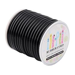 Synthetic Rubber Cord, Hollow, Wrapped Around White Plastic Spool, Black, 5mm, Hole: 3mm, about 10.94yards/roll(10m/roll)(RCOR-JP0001-5mm-12)