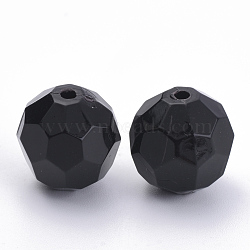 Opaque Acrylic Beads, Faceted, Round, Black, 20x20mm, Hole: 2.5mm, about 115pcs/500g(SACR-S300-05J-02)