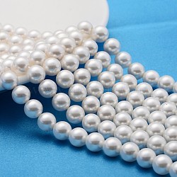 Shell Pearl Beads Strands, Grade A, Polished, Round, White, 8mm, Hole: 0.8mm, about 47~50pcs/strand, 16 inch(SP8MM221)