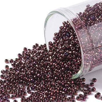 TOHO Round Seed Beads, Japanese Seed Beads, (502) High Metallic Amethyst, 15/0, 1.5mm, Hole: 0.7mm, about 135000pcs/pound