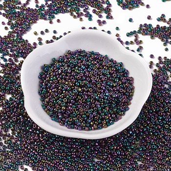 12/0 Glass Seed Beads, Iris Round, Colorful, 2mm, about 30000pcs/pound