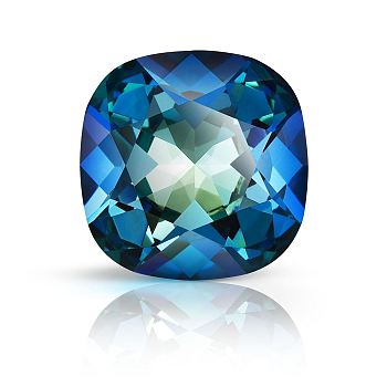 Preciosa&reg MAXIMA Crystal Fancy Stones, Czech Crystal, 435 36 132 Cushion Square, Aluminium Layer, 00030 296 Bermuda Blue, 12x12mm