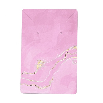 Hot Stamping Cardboard Paper Jewelry Display Cards, for Hanging Earring & Necklace, Rectangle, Pearl Pink, 9x6x0.04cm, Hole: 1.6mm