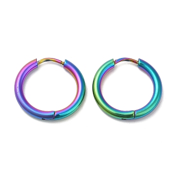 Ion Plating(IP) Titanium Alloy Huggie Hoop Earrings for Women, Rainbow Color, 10 Gauge, 19x2.5mm