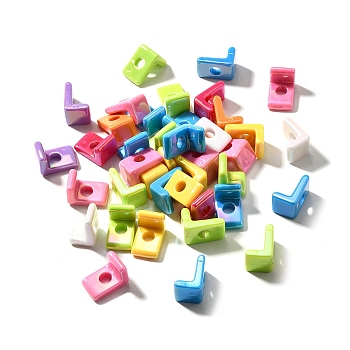 UV Plating Opaque Acrylic Beads, Iridescent, Letter, Letter L, 18.5~22.5x12~20x13~14mm, Hole: 6mm