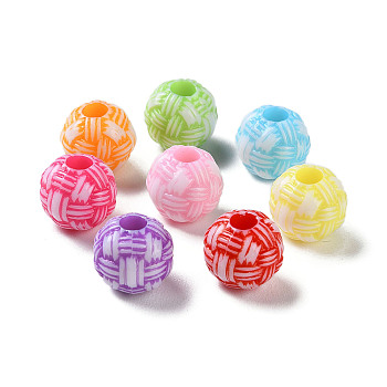 Opaque Acrylic European Beads, Craft Style, Large Hole Beads, Volleyball Beads, Mixed Color, 11x10mm, Hole: 4mm, about 1000pcs/500g