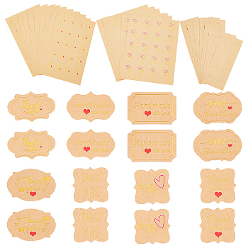 Olycraft 400Pcs 8 Style Kraft Paper Sealing Stickers, Label Paster Picture Stickers, for Gift Packaging, Mixed Patterns, 2~2.3x2.3~3cm, 50pcs/style