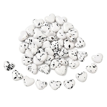 50Pcs Spray Painted Opaque Acrylic Beads, Heart, WhiteSmoke, 11x14x6mm, Hole: 2mm