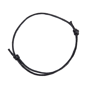 Waxed Cord Bracelet Making, Black, Adjustable Diameter: 50~75mm, 2mm