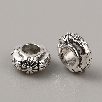 Tibetan Style Alloy Beads, Rondelle, Antique Silver, 6x3mm, Hole: 2.5mm