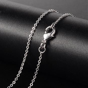Brass Necklaces, Cable Chain, with Lobster Clasp, Platinum, 17.72 inch, 1.5mm