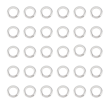 30Pcs Zinc Alloy Spring Gate Rings, O Rings, Stainless Steel Color, 6 Gauge, 25x4mm, Inner Diameter: 16.5mm