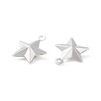 304 Stainless Steel Pendants, Star, Silver, 15x12x4mm, Hole: 1mm