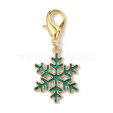 Christmas Sonwflake Alloy Enamel Pendant Decorations(HJEW-JM01511)-4