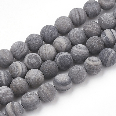 8mm Round Wood Lace Stone Beads