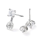 Rhodium Plated 925 Sterling Silver with Cubic Zirconia Stud Earring Findings(STER-G036-05P)-2