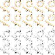 20Sets 2 Colors 201 Stainless Steel Toggle Clasps, Nickel Free, Ring, Mixed Color, 17x13.5x2mm, Hole: 1.8mm, 10sets/color(STAS-UN0036-06)