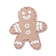 Christmas Printed Acrylic Pendants, Gingerbread Man, 42x36x2mm, Hole: 1.5mm(MACR-M021-02D)