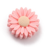 Food Grade Eco-Friendly Silicone Focal Beads, Chewing Beads For Teethers, DIY Nursing Necklaces Making, Daisy, Pink, 22x8.5mm, Hole: 2mm(SIL-F002-14B)