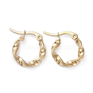 201 Stainless Steel Hoop Earrings, with 304 Stainless Steel Pins, Twisted Ring Shape, Golden, 17x15x3mm, Pin: 1mm(EJEW-I245-07C)