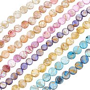 CHGCRAFT 7 strands 7 colors Drawbench Freshwater Shell Beads Strands, Dyed, Flat Round, Mixed Color, 10.5~11.5x2~3mm, Hole: 1mm, about 32pcs/Strand, 14.17 inch~14.45 inch, 1 strand/color(SHEL-CA0001-010)