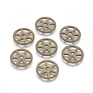 Steampunk Tibetan Style Links connectors, Cadmium Free & Nickel Free & Lead Free, Cog Gear, Antique Bronze, 20x2mm, Hole: 4mm(TIBE-A113330-AB-FF)