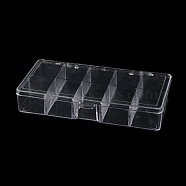 10 Grids Plastic Bead Containers with Cover, for Jewelry, Beads, Small Items Storage, Rectangle, Clear, 9.5x17.5x3.05cm(CON-K002-03E)